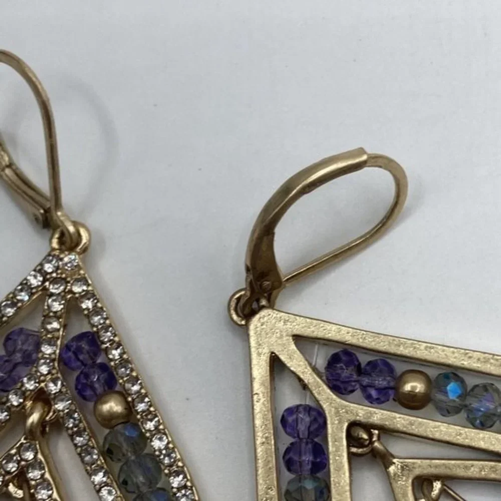 Lonna & Lilly beaded chandelier Pave Crystals Gold Tone Purple Drop ‎  EARRINGS